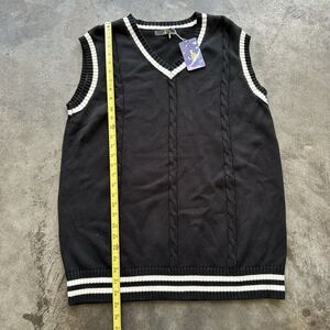 NWT Size 4XL JK Sweater Vest Black White Varsity V-Neck Knit Space Tag Womens 68